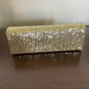 Gold sequin clutch